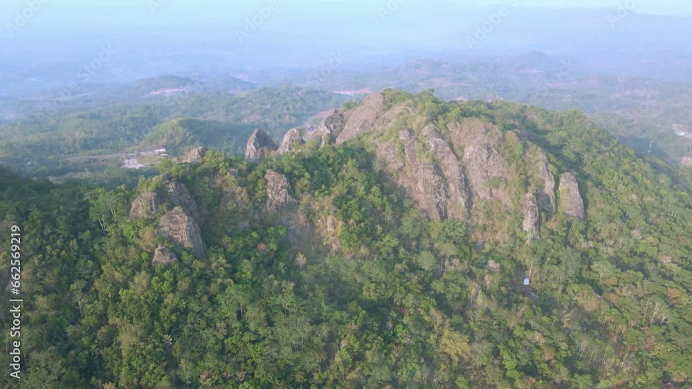 Historic volcano of Nglangeran in Indonesia, aerial drone view Historic volcano of Nglangeran in Indonesia, aerial drone view