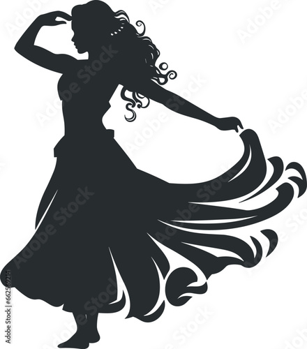 silhouette of an indian girl dancing vector