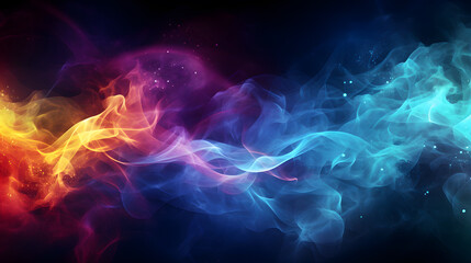 Colorful abstract smoke painting on black background