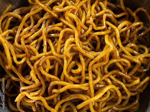 Canvas Print yakisoba noodles tossed with soy sauce and sesame oil