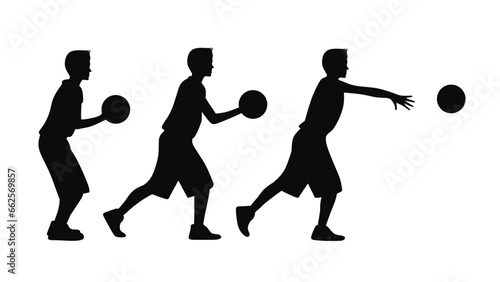 Vector illustration of basketball player passing,skill,collection isolated on white background