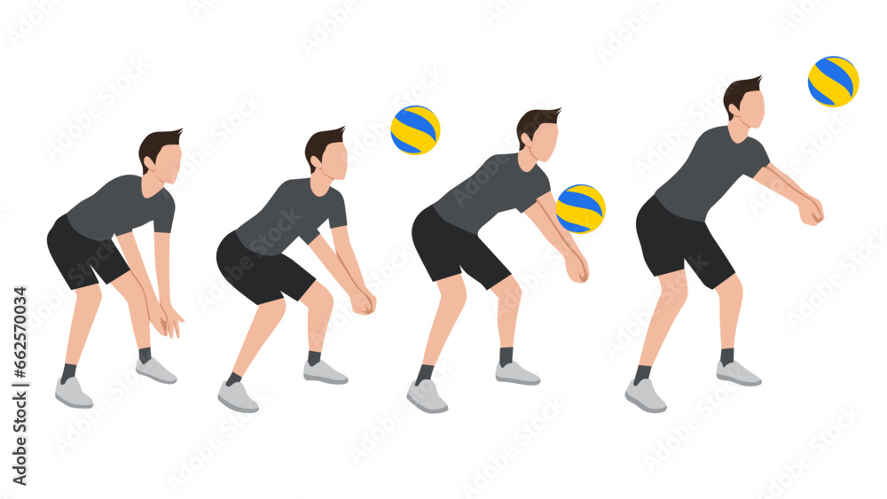 Flat design ilustration of man doing volley ball fos exercise,volley ball ilustration,education for childern