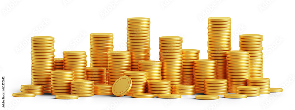 Obraz premium PNG gold 3d coin money isolated on transparent background currency finance.