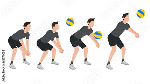 Flat design ilustration of man doing volley ball fos exercise volley ball ilustration education for childern