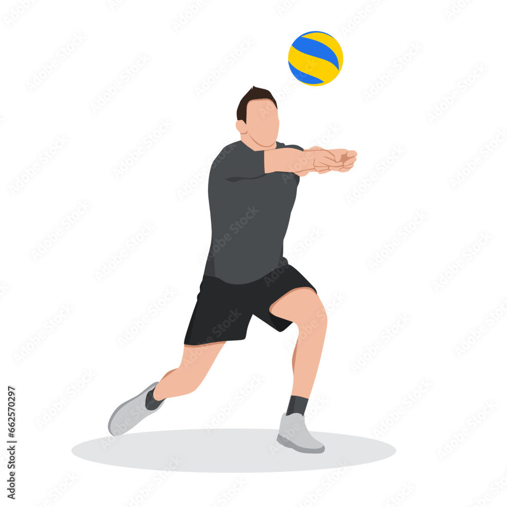 Flat design ilustration of man doing volley ball fos exercise,volley ball ilustration,education for childern