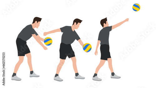 Flat design ilustration of man doing volley ball fos exercise,volley ball ilustration,education for childern