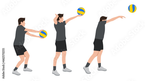 Flat design ilustration of man doing volley ball fos exercise,volley ball ilustration,education for childern