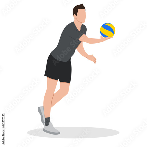 Flat design ilustration of man doing volley ball fos exercise,volley ball ilustration,education for childern