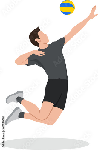 Flat design ilustration of man doing volley ball fos exercise,volley ball ilustration,education for childern