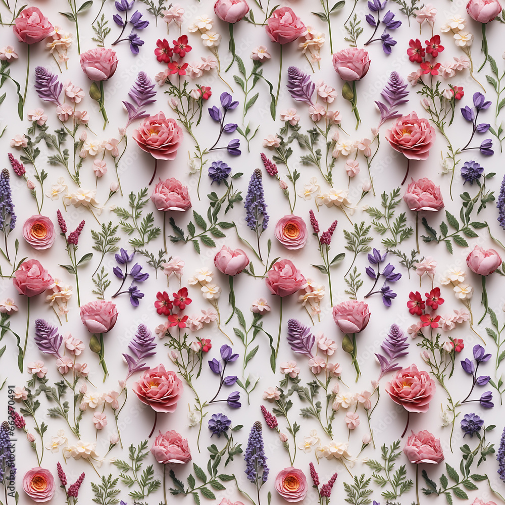 wild flower seamless pattern. summer meadow flowers on white background. wild flower seamless pattern. summer meadow flowers on white background.