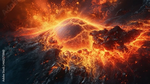 Formation planet Earth molten rock volcanic eruptions.Generative AI