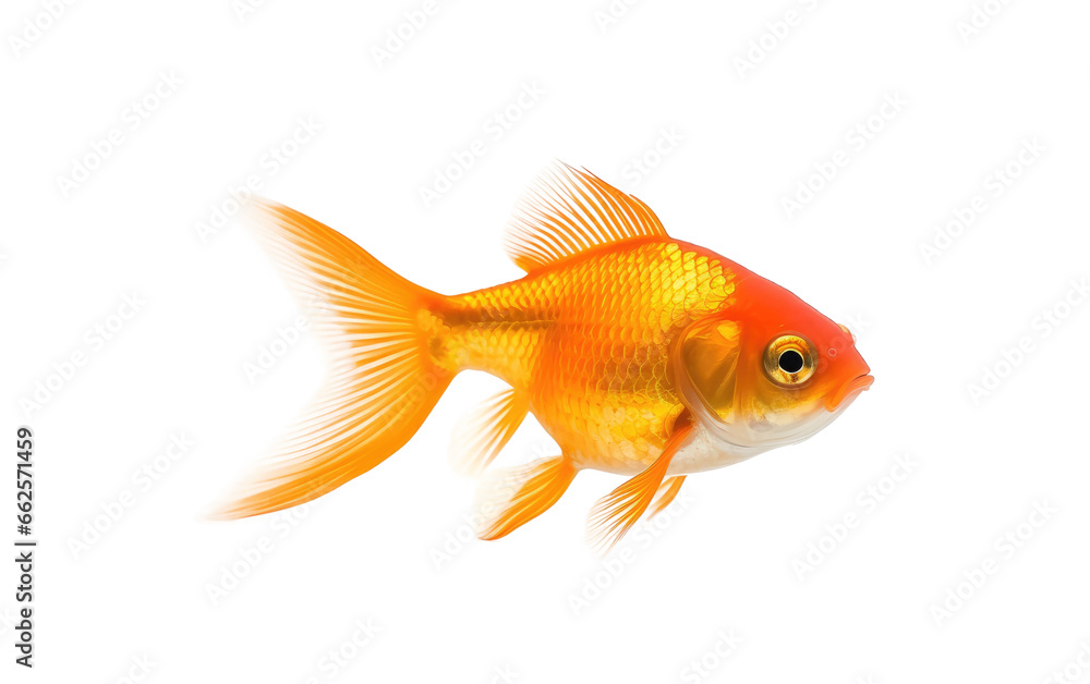 Orange Cute Goldfish Isolated on Transparent Background PNG.