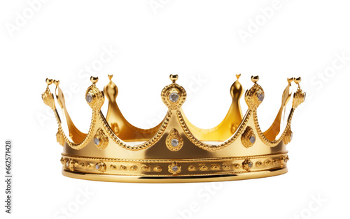 Shining Image of Gold Crown Isolated on Transparent Background PNG.