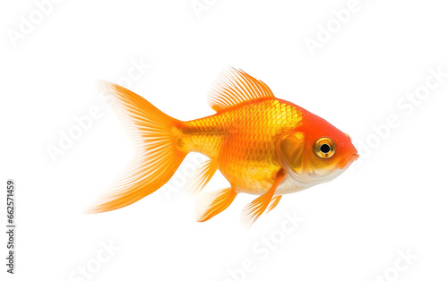 Orange Cute Goldfish Isolated on Transparent Background PNG.