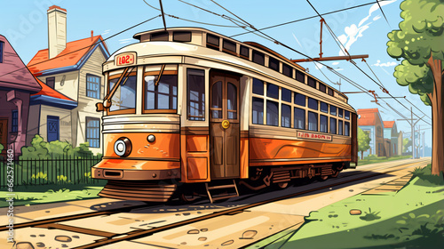 Old tram cartoon