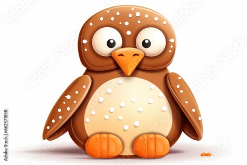 Gingerbread Penguin Cookie  single  cartoon style  isolated on white background. AI generated