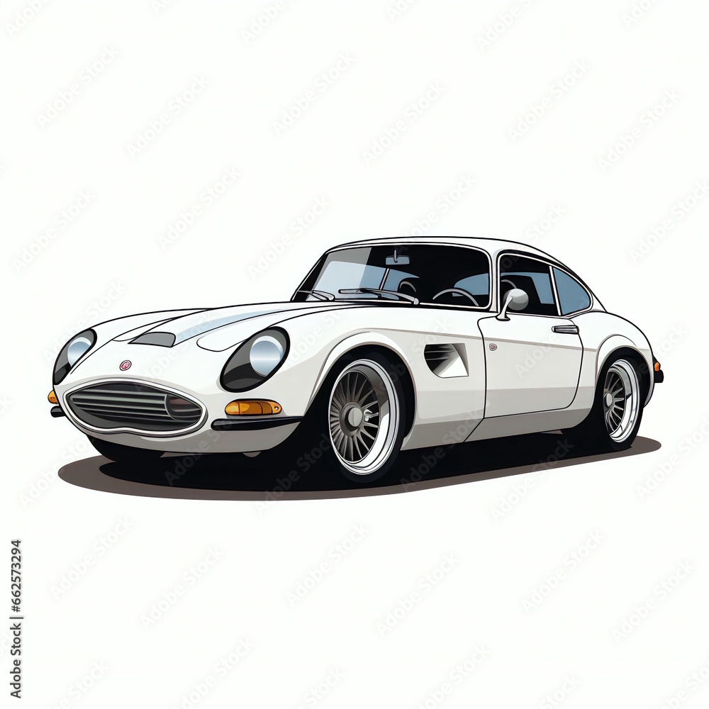 Obraz premium Car with Expressive Eyes and Mouth - Professional Vector