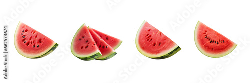 Set of Slice of watermelon isolated on transparent or white background