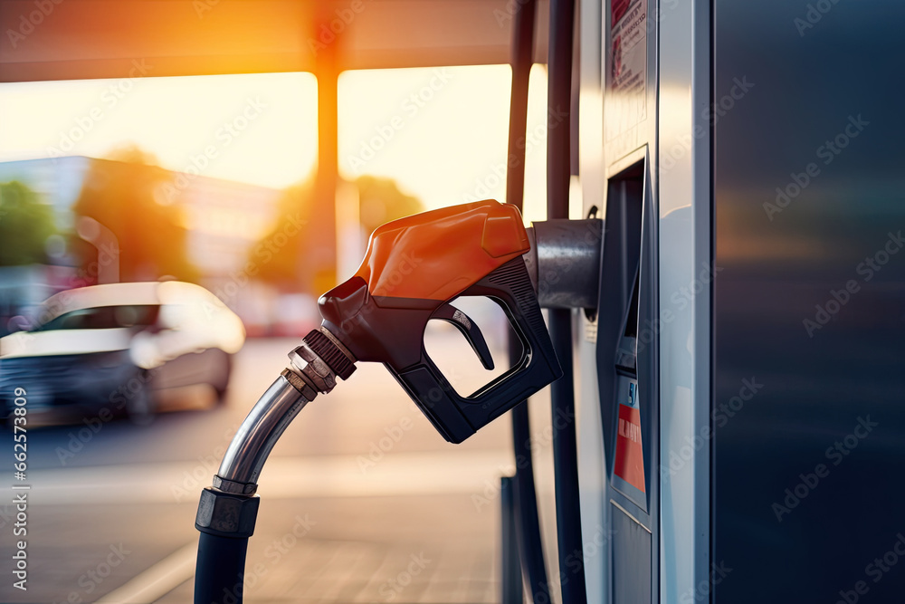 Refueling car at gas station. Refueling car with fuel. Close-up Refueling car at gas station. Refueling car with fuel. Close-up