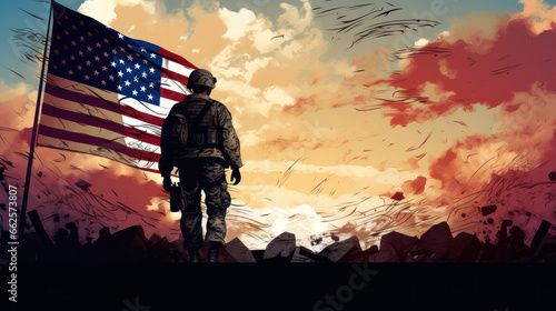 American flag on the background, veterans day background