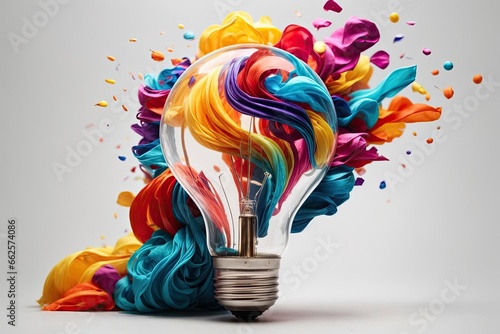 Creative light bulb explosion with colors photo