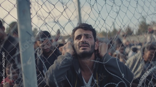 Idomeni, Greece - August 19 , 2015: Hundreds of immigrants are in a wait at the border between Greece and FYROM waiting for the right time to continue their journey from unguarded passages photo