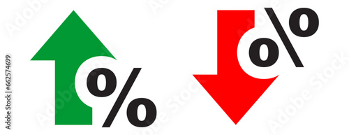 Percent arrow isolated icon in line style. Vector business concept.