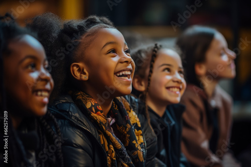 Children rehearsing for a school play bonding over their shared love for the stage 