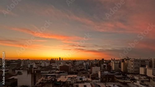 Aerial View of Sunrise over downtown Cordoba Argentina