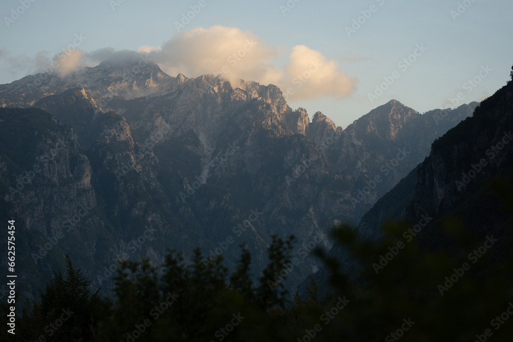 Albanian Alps near Theth at sunset