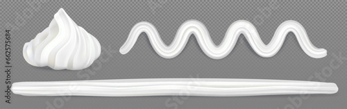 3d white ice cream whip isolated vector decoration. Soft vanilla meringue swirl for sweet pie or cupcake dessert. Realistic bakery mousse topping border pack concept. Frosting line edge frame