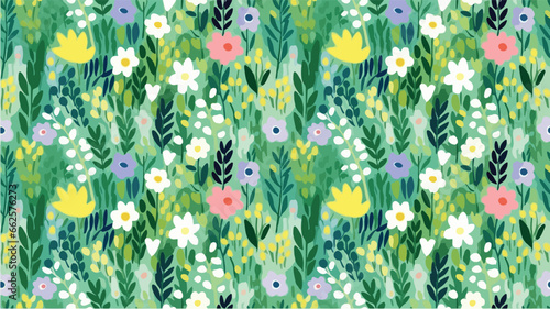 green seamless flowers repeating pattern, flowers pattern, ditsy, liberty , meadow, floral