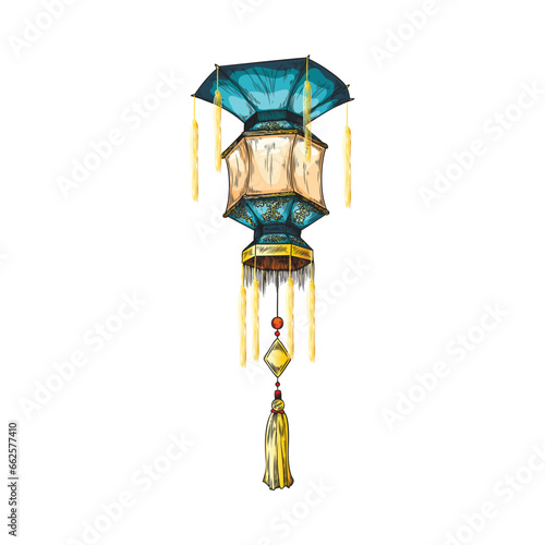 Hand drawn big Japanese lantern sketch style, vector illustration