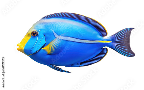 Blue Image of Surgeon Fish Isolated on Transparent Background PNG.