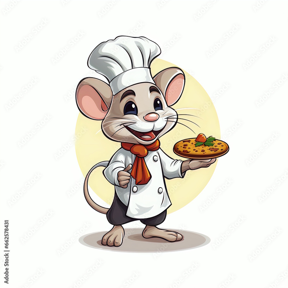 Rat Chef with Food Cartoon Character - Professional Rat Chef with Food Cartoon Character - Professional