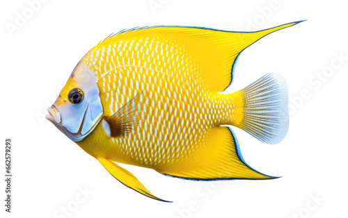 A Yellow Cute Angelfish Isolated on Transparent Background PNG.