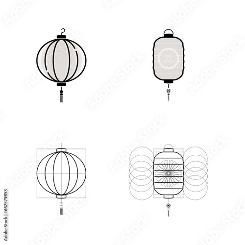 Chinese and Japanese lantern icon.