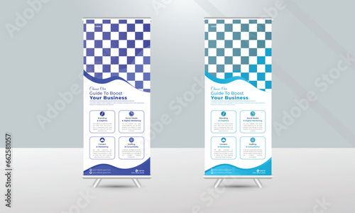Corporate roll-up banner template for your company in a vector way.