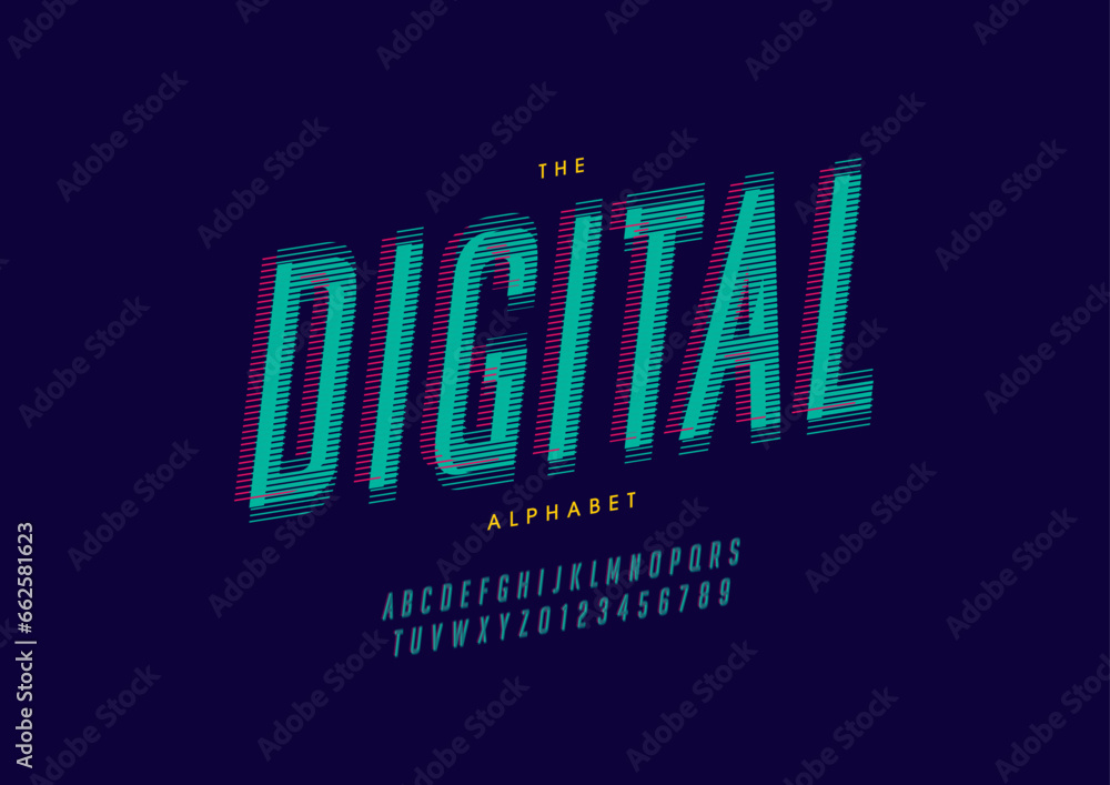 Fototapeta premium Vector of stylized modern font and alphabet