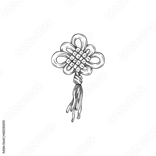 Hand drawn monochrome part of Japanese lantern sketch style