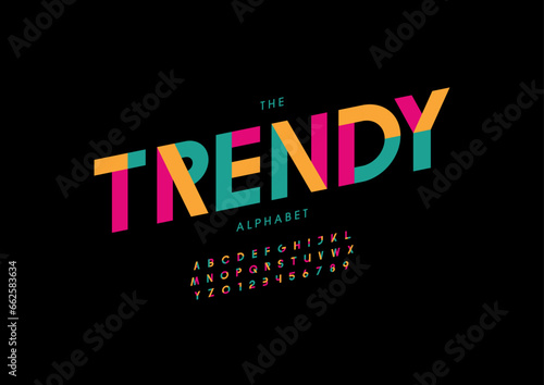 Vector of stylized modern font and alphabet