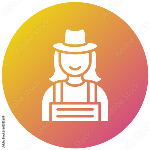 Lady Farmer Vector Icon Design Illustration