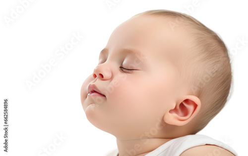 Attractive Baby Sleepy with Closed Eyes Closeup Isolated on Transparent Background PNG.