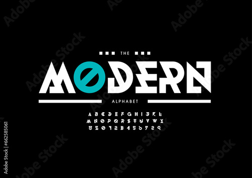 Vector of stylized modern font and alphabet