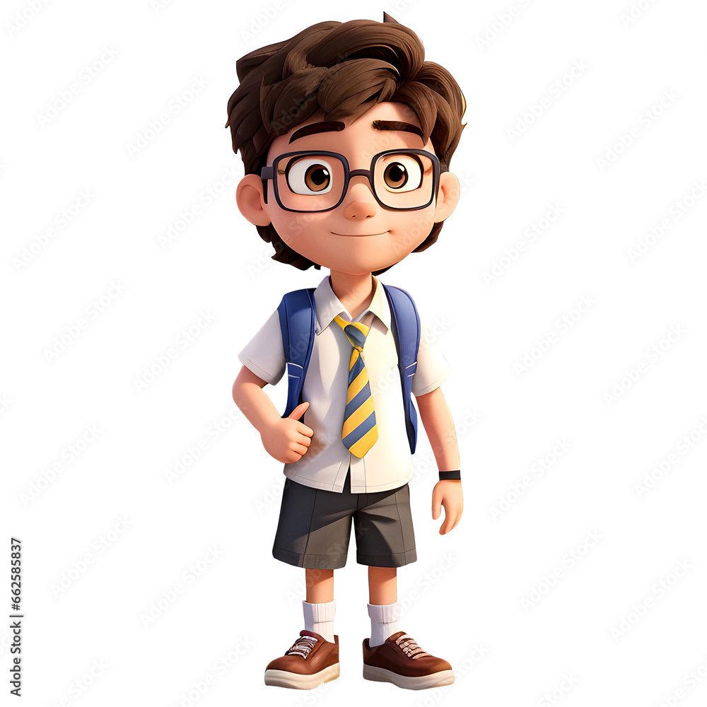3d Cartoon Image of a Student With Backpack On White Background Ai Generated