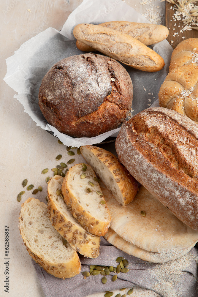 Freshly baked delicious bread, healthy eating concept. Freshly baked delicious bread, healthy eating concept.