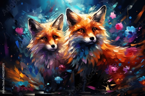 Curious spirit foxes, able to traverse between the spirit and physical realms - Generative AI © Sidewaypics