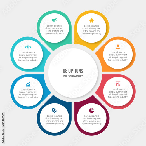 Circle Cycle Infographic Template Design With 8 Steps