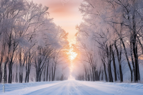 Snowy forest paradise, a world of serene beauty, winter charm
