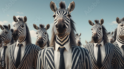 group of zebra in suit